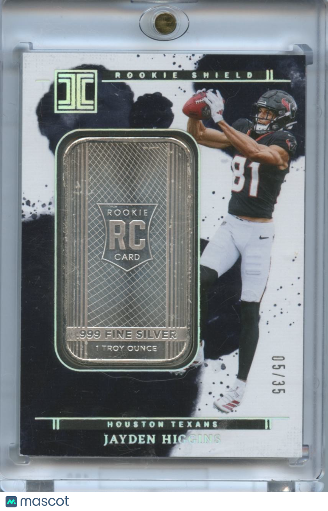 Jayden Higgins 2025 Impeccable Silver Troy Ounce RC Rookie Texans 5/35