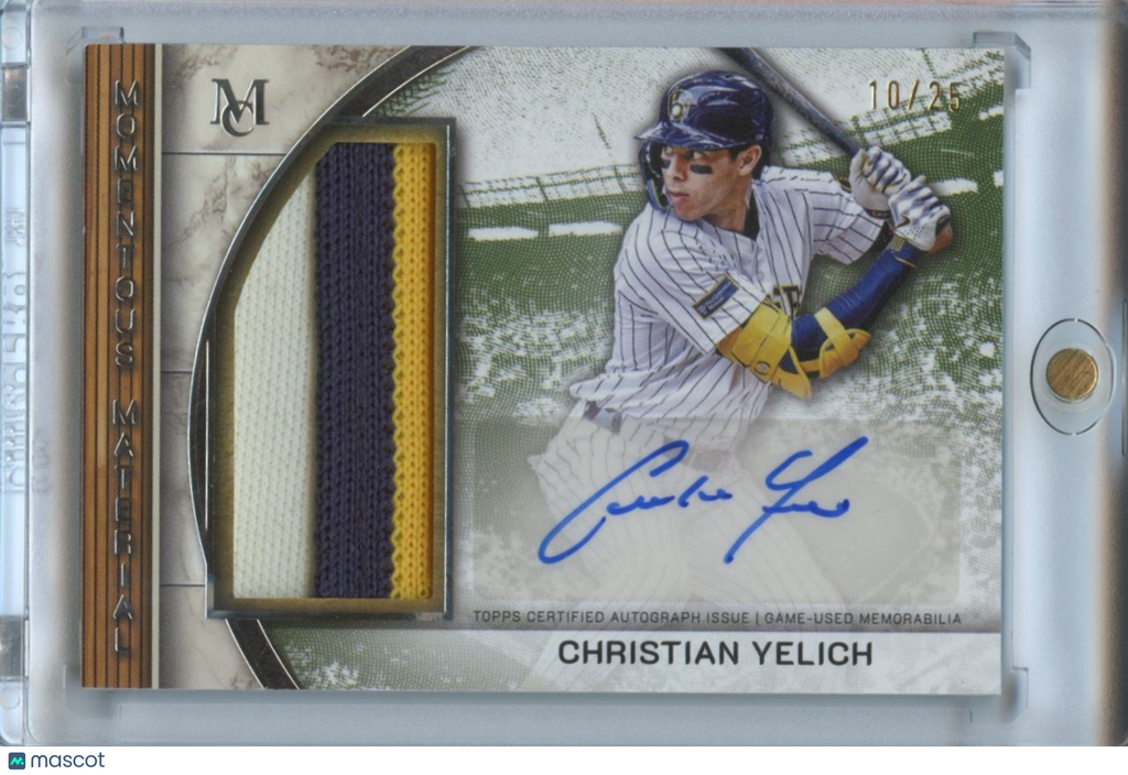 Christian Yelich 2025 Museum Collection Auto Autograph Patch Brewers 10/25