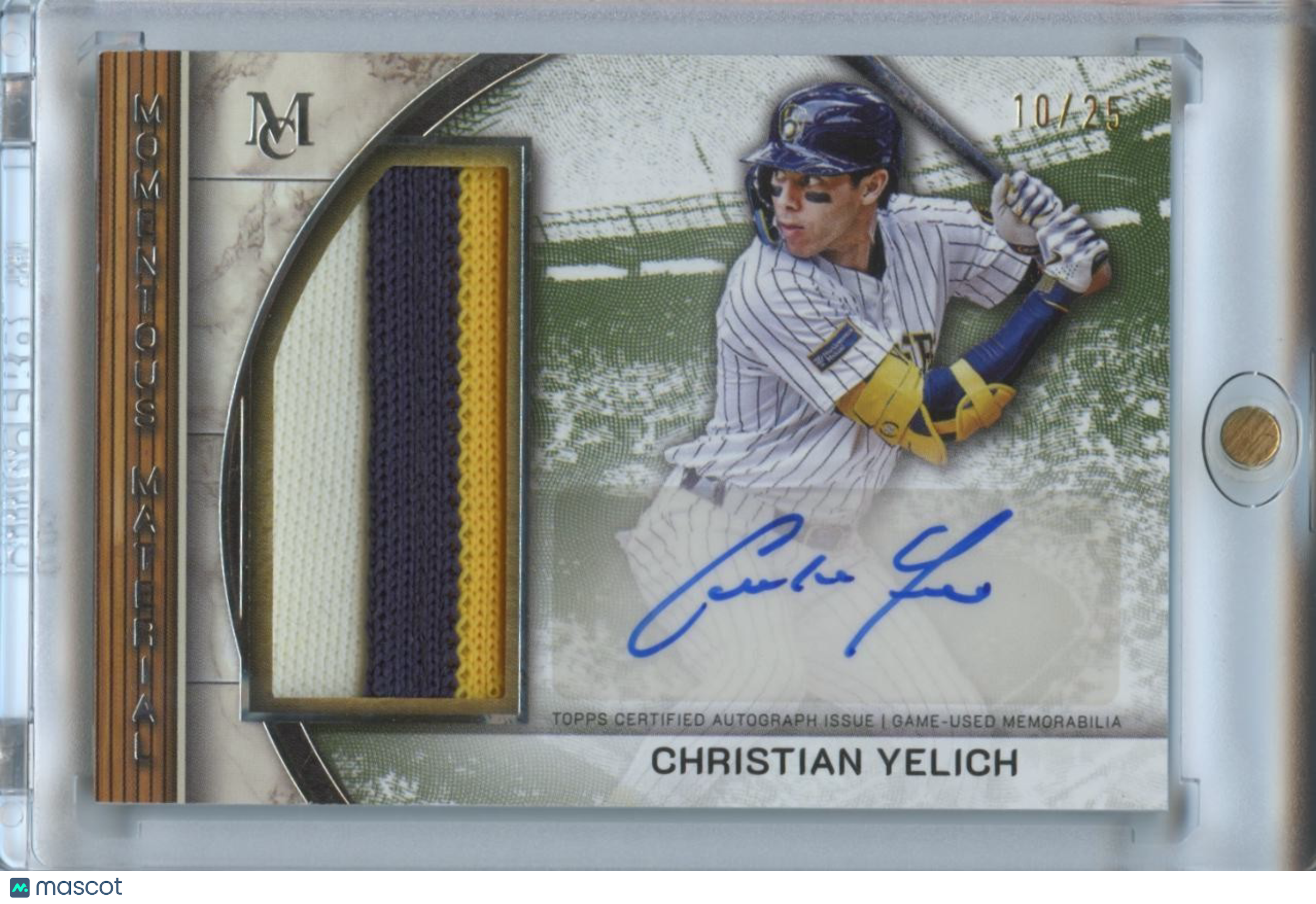 Christian Yelich 2025 Museum Collection Auto Autograph Patch Brewers 10/25