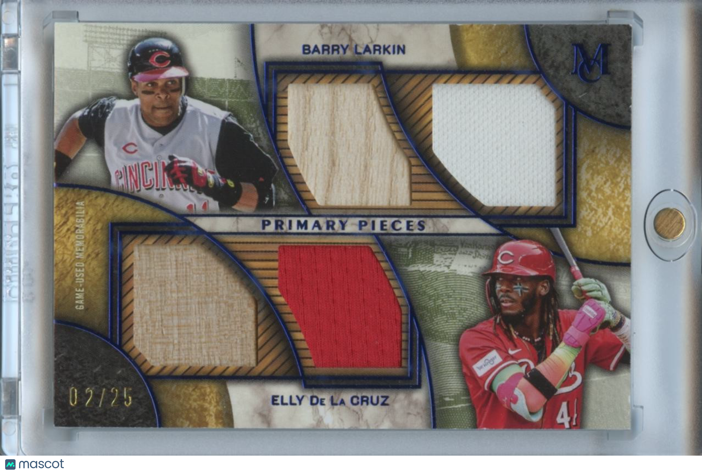 Elly De La Cruz / Barry Larkin 2025 Museum Collection Game Worn Patch Reds 2/25