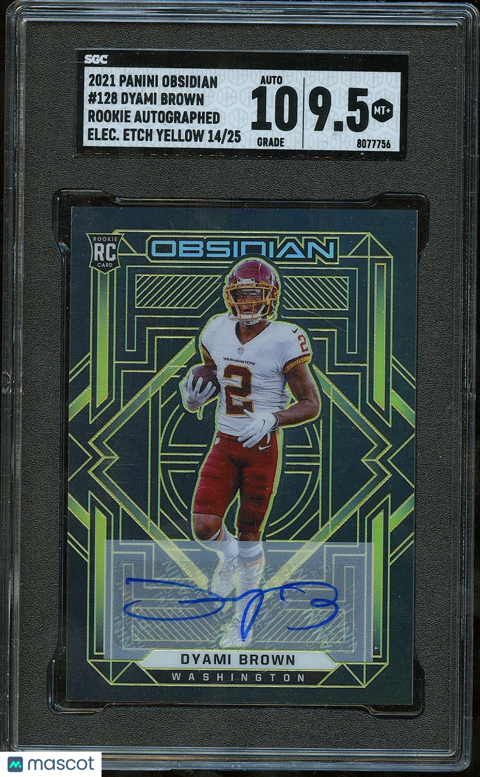 Dyami Brown 2021 Obsidian GOLD Auto Autograph RC Commanders 14/25 SGC 9.5