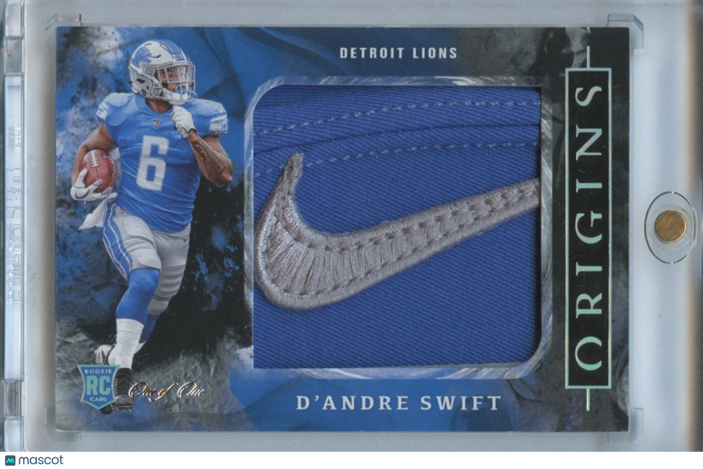D'Andre Swift 2020 Origins NIKE Swoosh Patch RC Rookie Detroit Lions 1/1