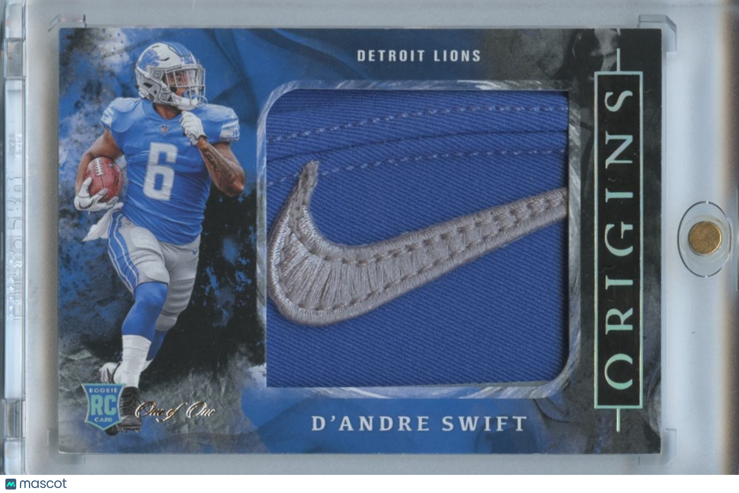 D'Andre Swift 2020 Origins NIKE Swoosh Patch RC Rookie Detroit Lions 1/1