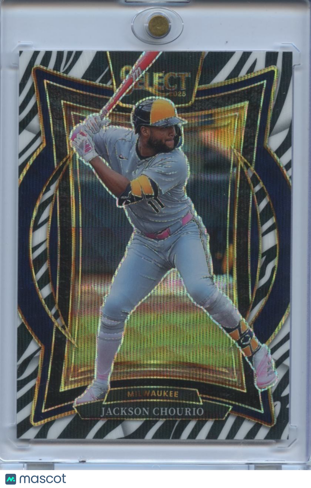 Jackson Chourio 2025 Select Zebra Prizm SSP SHORTPRINT Milwaukee Brewers