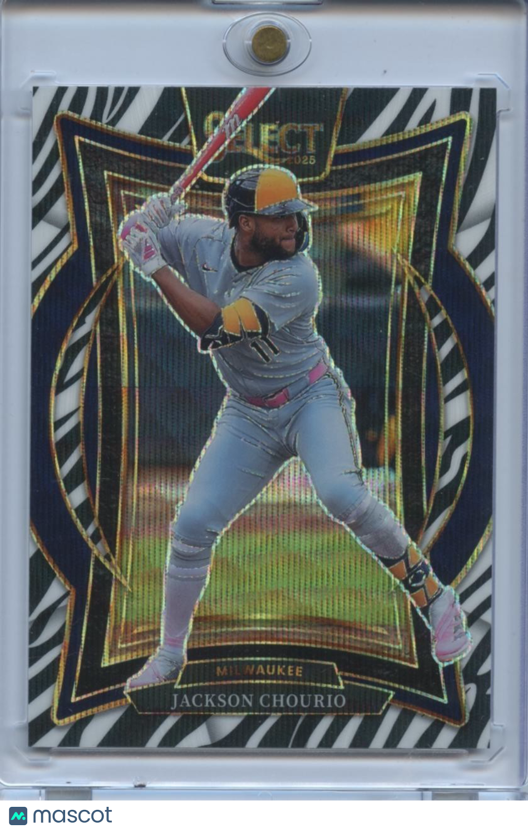 Jackson Chourio 2025 Select Zebra Prizm SSP SHORTPRINT Milwaukee Brewers
