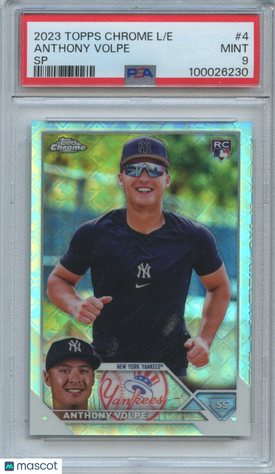 Anthony Volpe 2023 Topps Chrome Logofractor Image Variation SSP RC Yankees PSA 9