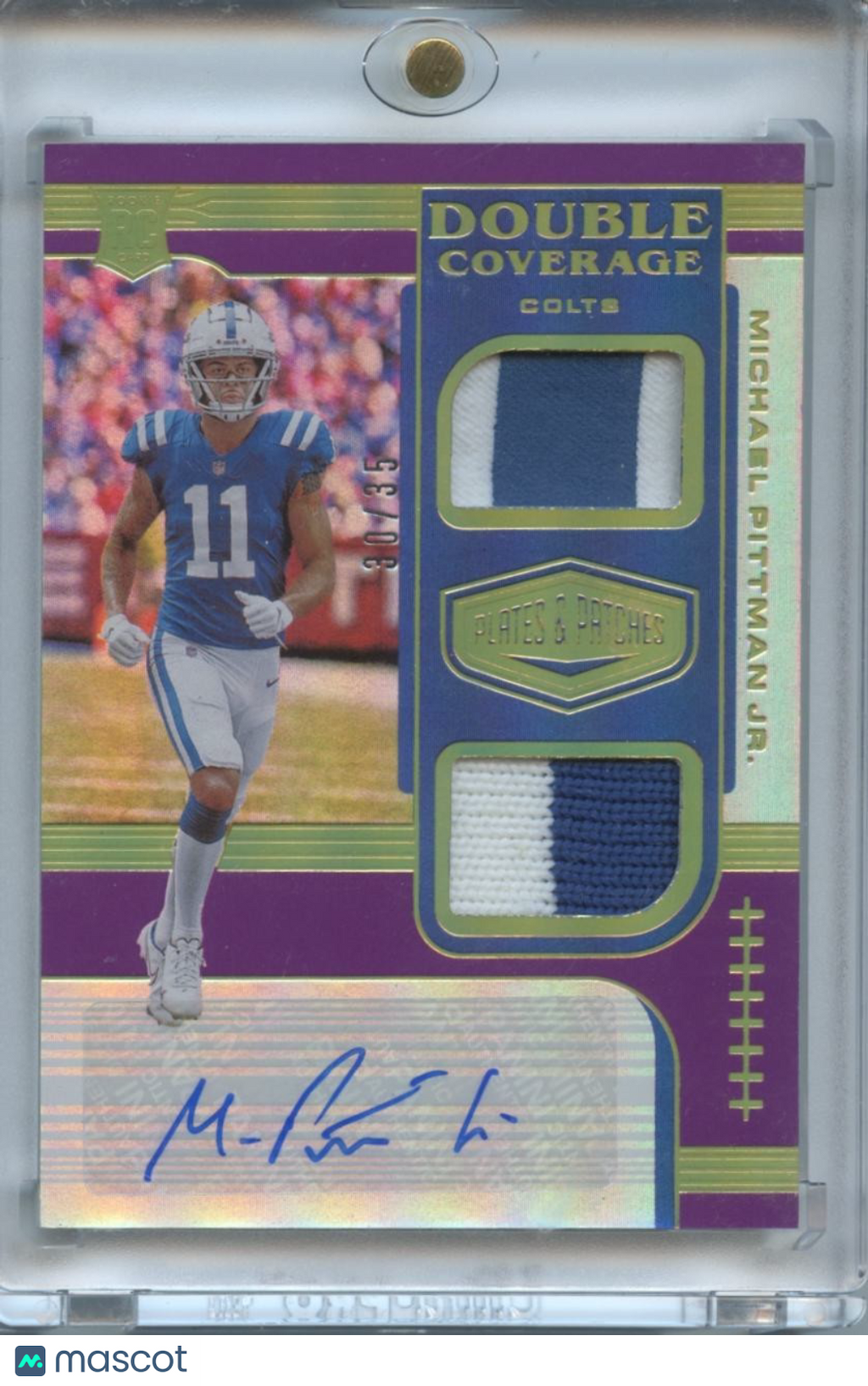Michael Pittman Jr. 2020 Plates & Patches Auto Autograph RC Patch Colts 30/35