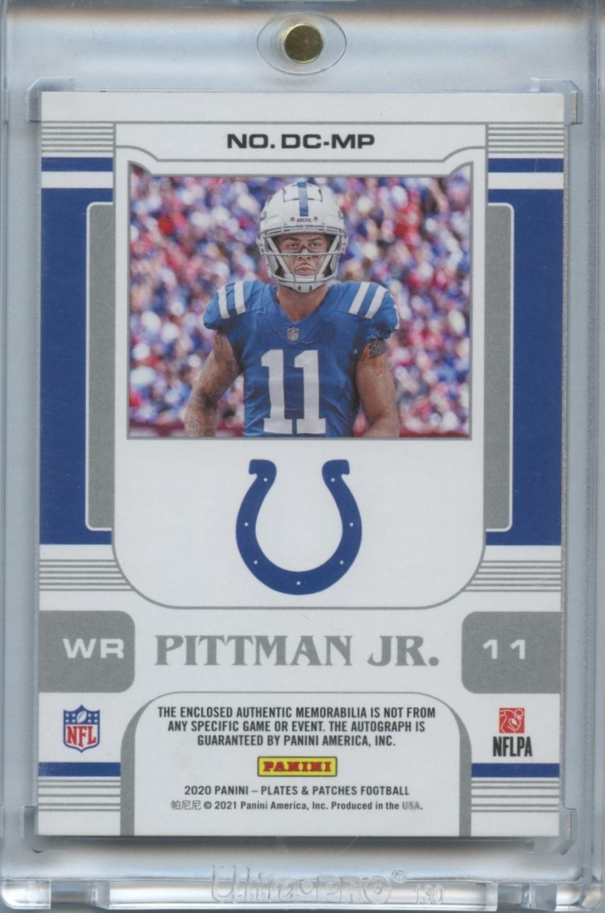 Michael Pittman Jr. 2020 Plates & Patches Auto Autograph RC Patch Colts 30/35