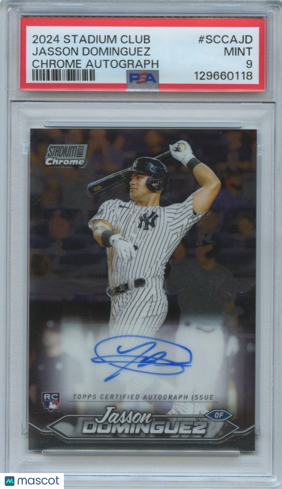 Jasson Dominguez 2024 Stadium Club Auto Autograph RC NY Yankees PSA 9