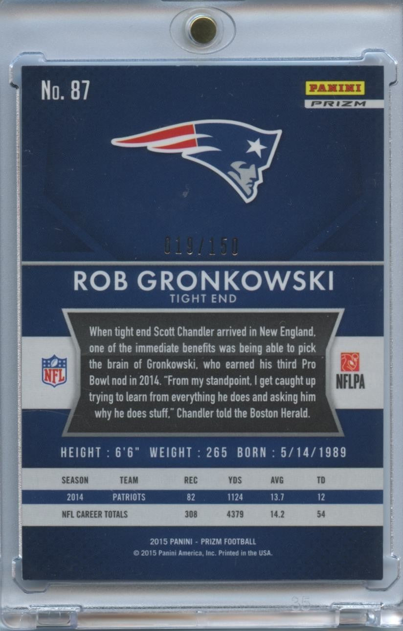 Rob Gronkowski 2015 Prizm Blue Wave Prizm New England Patriots 19/150