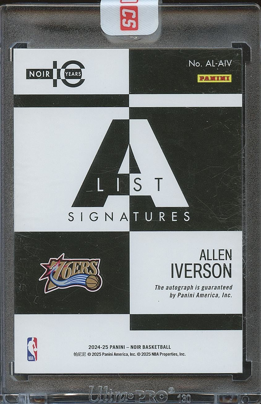 Allen Iverson 2024-25 NOIR A List Auto Autograph Philadelphia 76ers 15/25