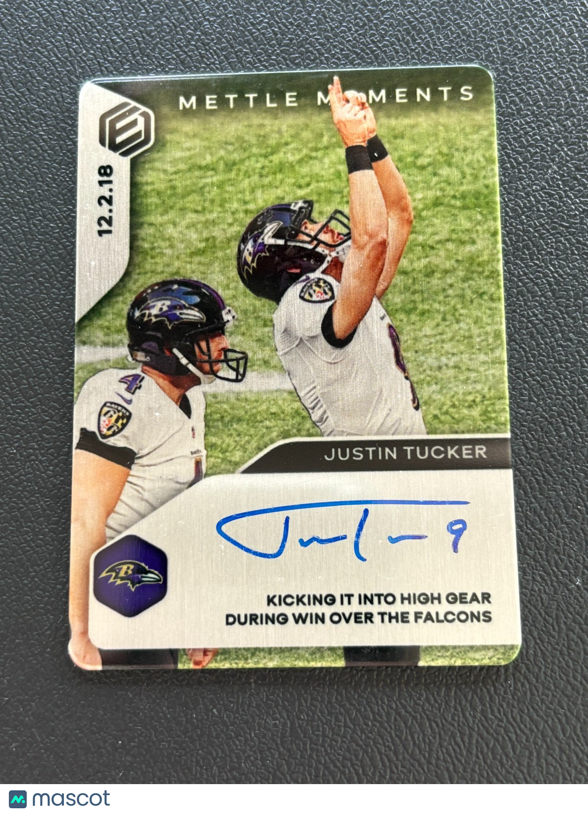 Justin Tucker 2020 Elements Mettle Moments Auto Autograph Ravens 51/75