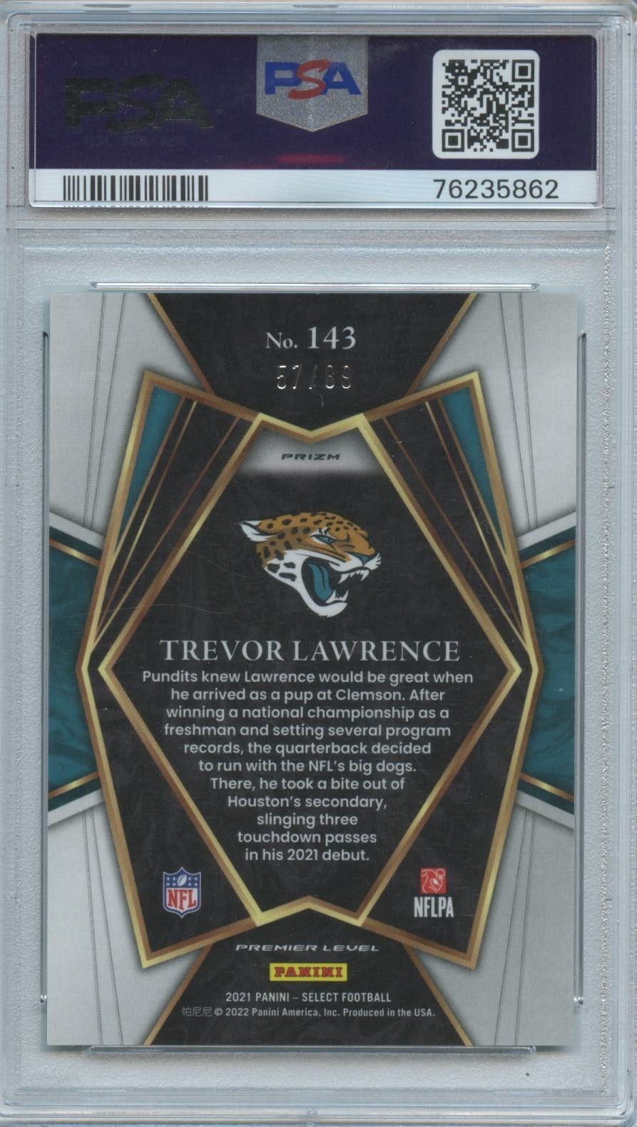 Trevor Lawrence 2021 Select Dragon Scale Rookie RC Jaguars 57/89 PSA 10