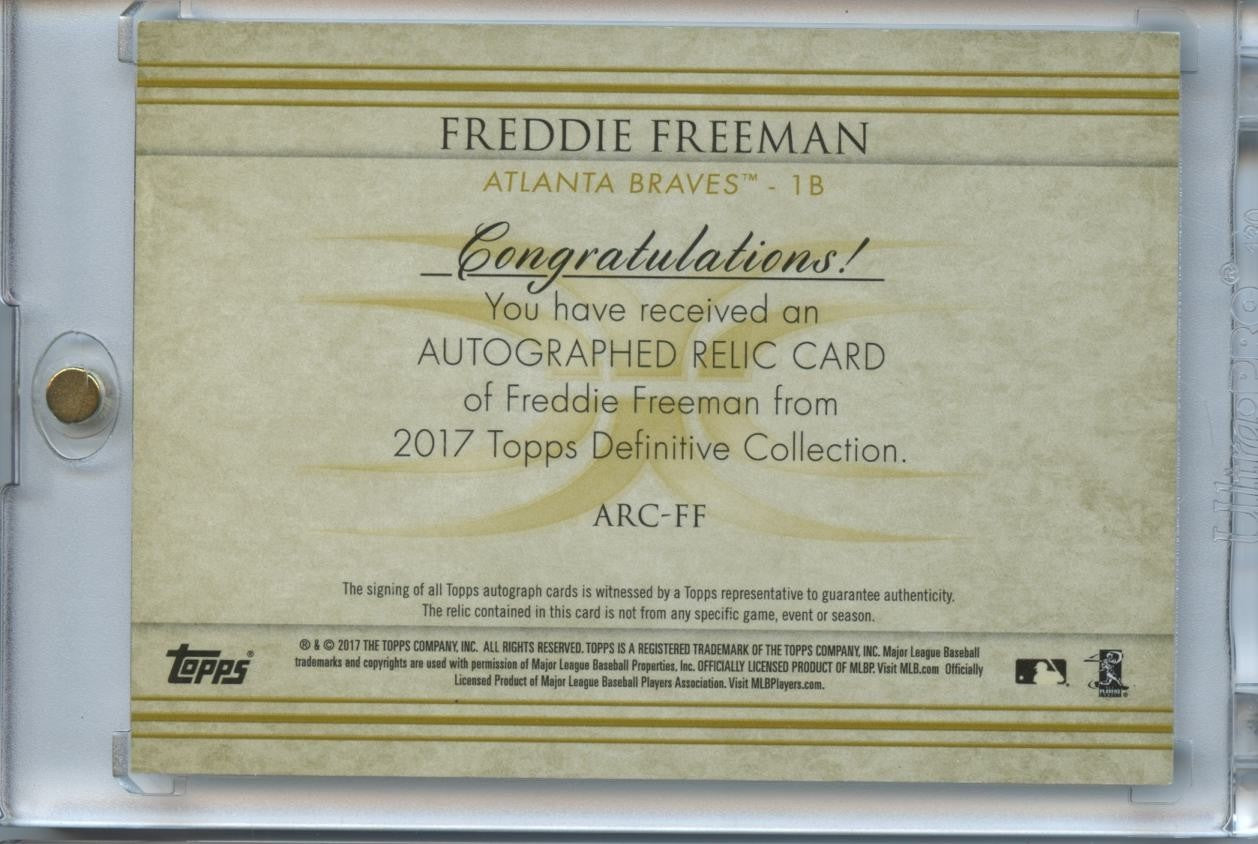 Freddie Freeman 2017 Definitive Auto Autograph Patch Atlanta Braves 4/30