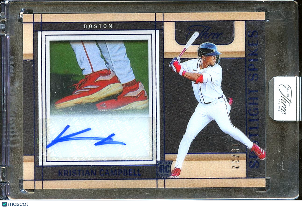 Kristian Campbell 2025 Panini Three & Two Auto Autograph BLUE Boston Red Sox /32