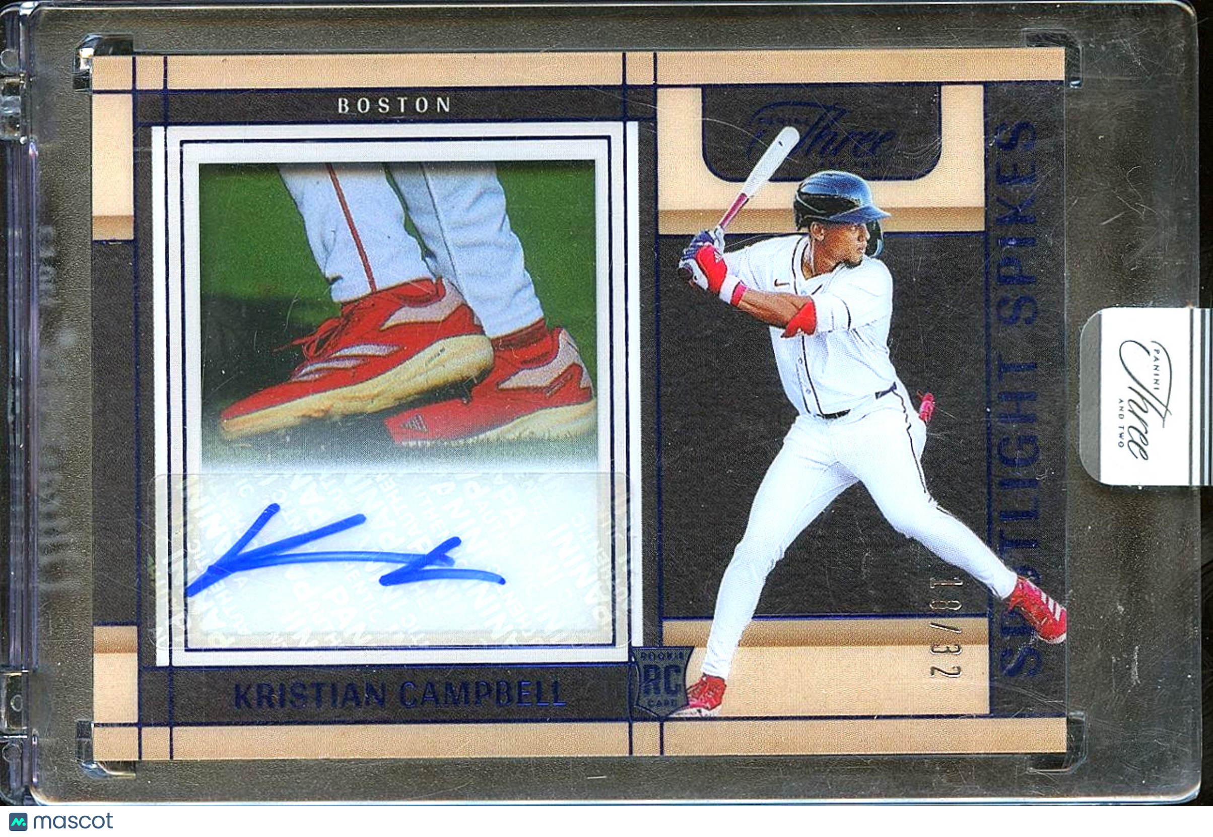 Kristian Campbell 2025 Panini Three & Two Auto Autograph BLUE Boston Red Sox /32