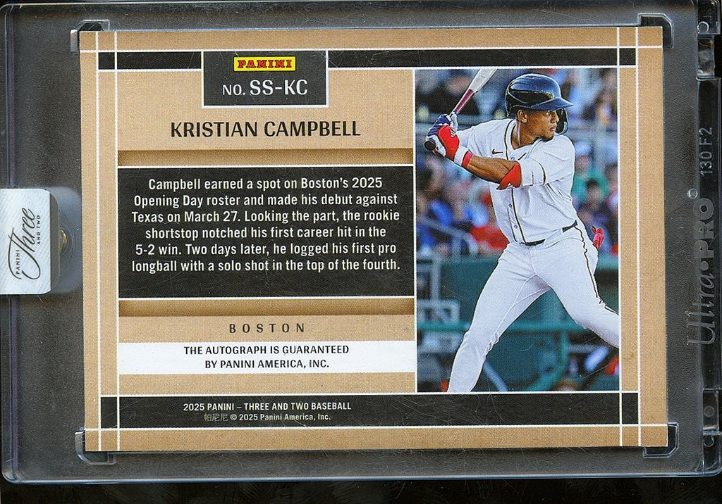 Kristian Campbell 2025 Panini Three & Two Auto Autograph BLUE Boston Red Sox /32