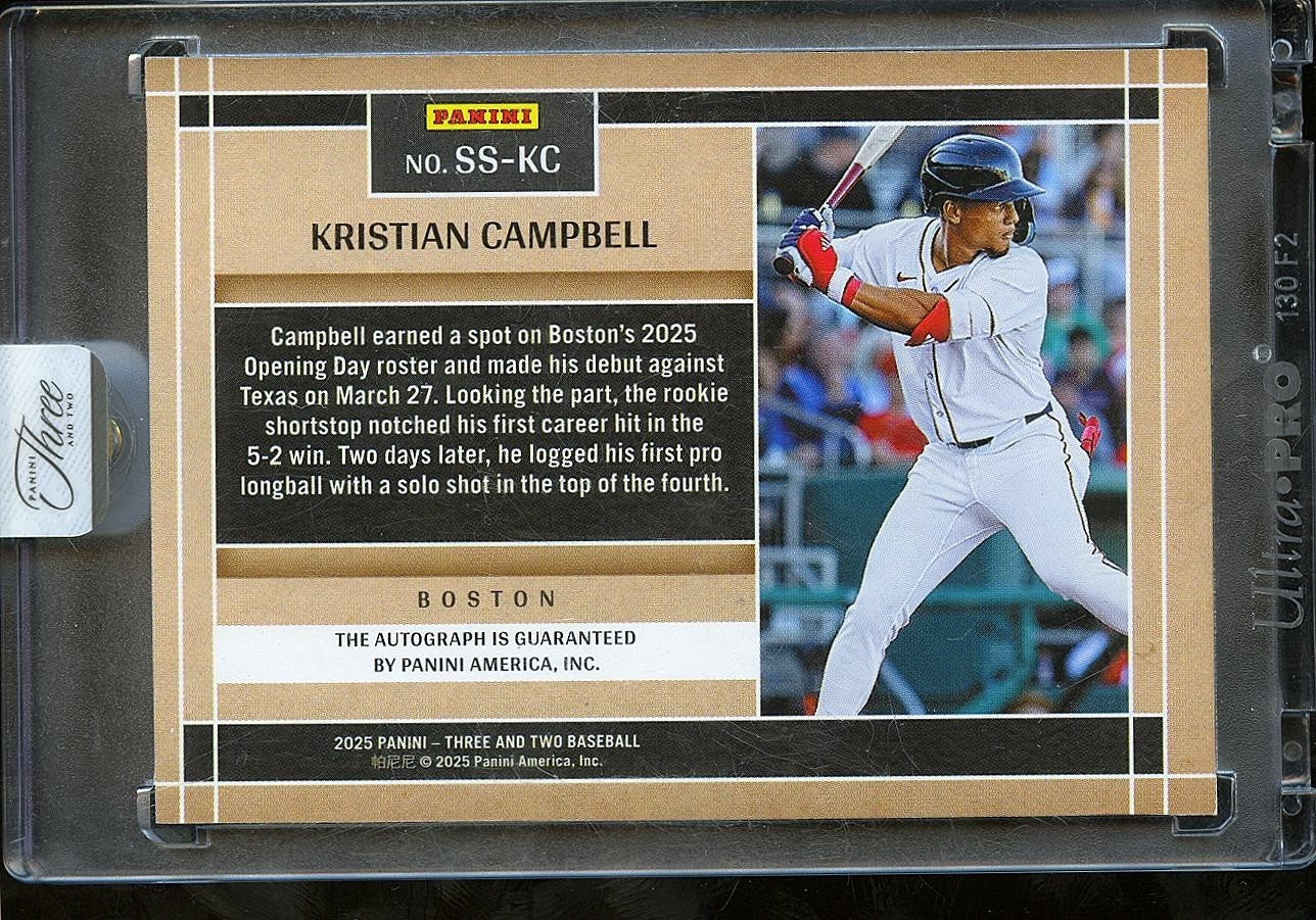 Kristian Campbell 2025 Panini Three & Two Auto Autograph BLUE Boston Red Sox /32