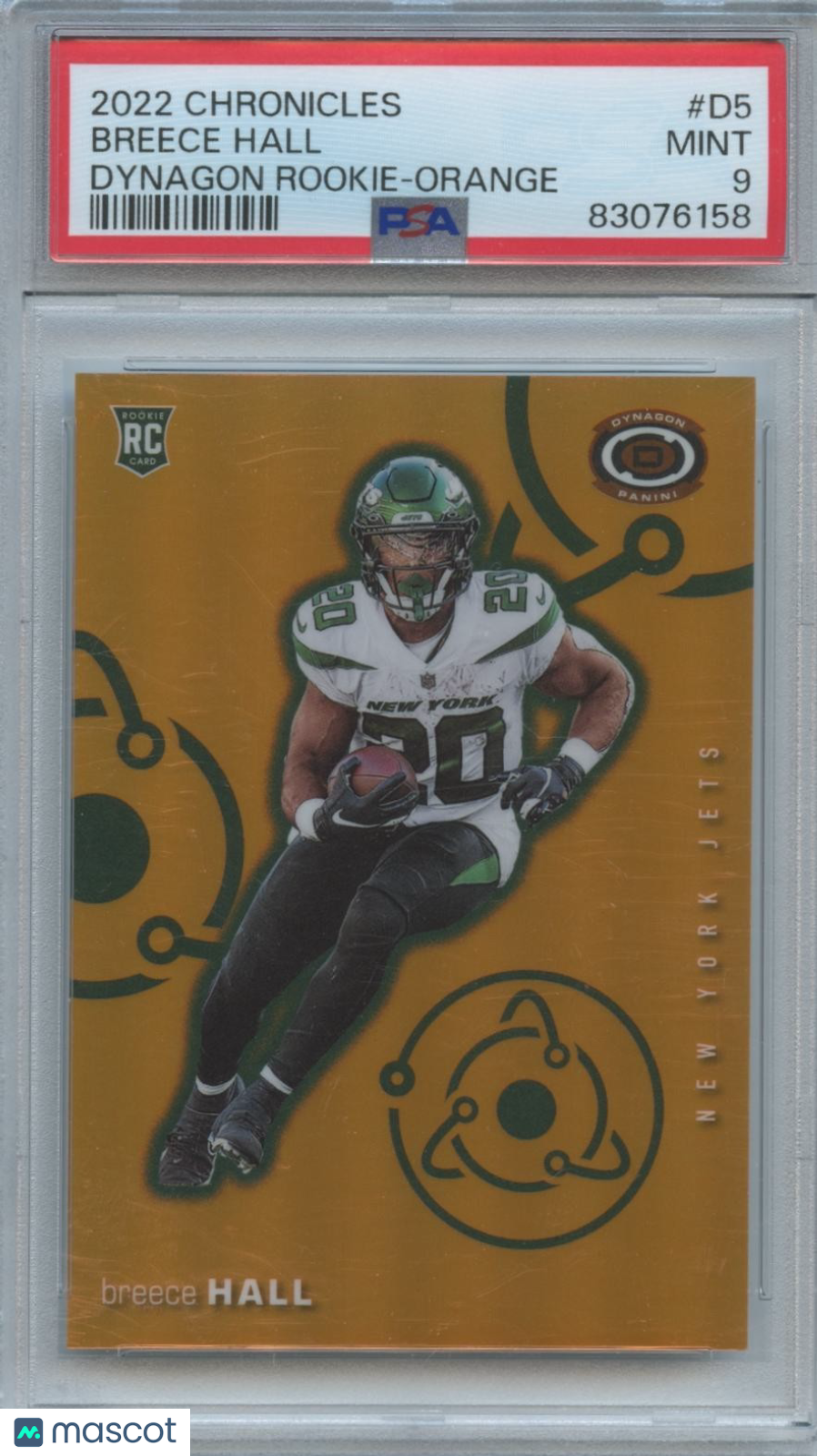Breece Hall  2022 Dynagon Orange Prizm Rookie RC New York Jets 43/75 PSA 9