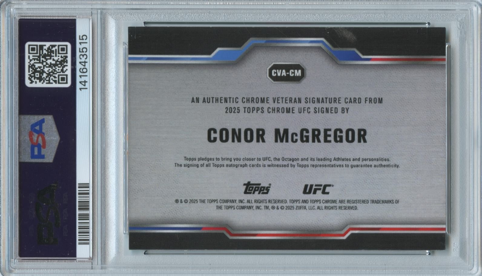 Conor Mcgregor 2025 Topps Chrome Green on Card Auto Autograph UFC 6/99 PSA 8