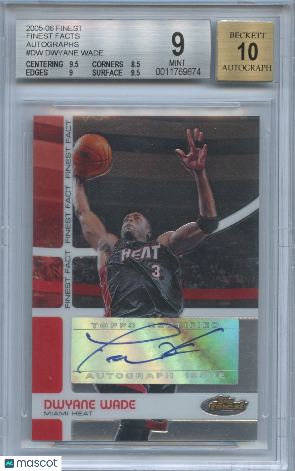 Dwyane Wade 2005-06 Topps Finest Auto Autograph Miami Heat 34/65 BGS 9 10