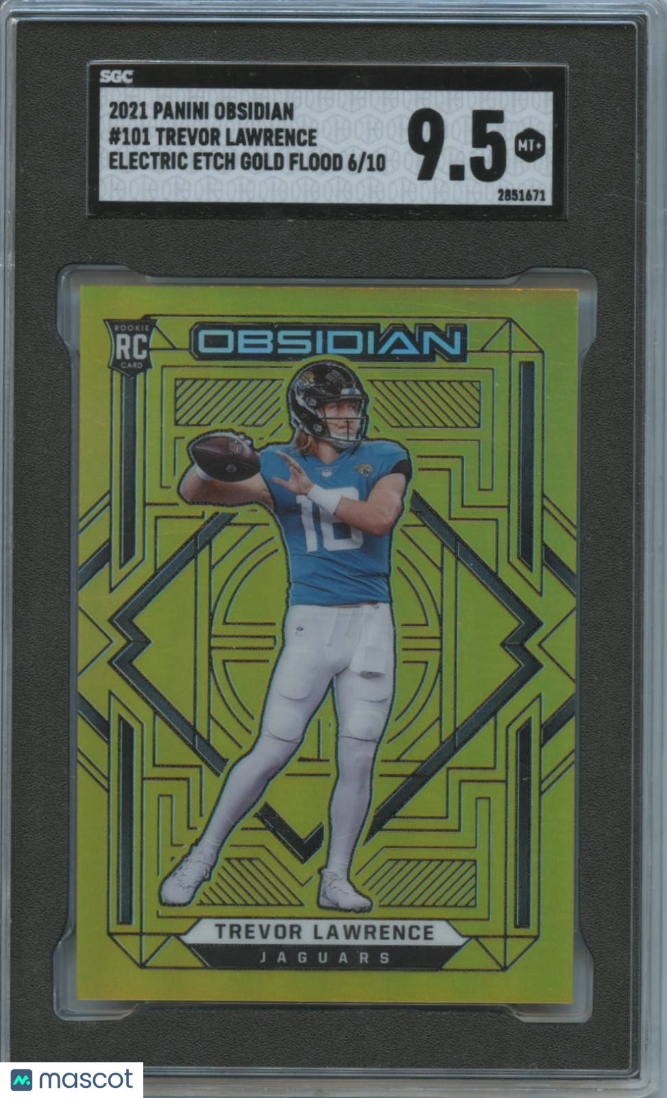 Trevor Lawrence 2021 Obsidian GOLD Flood Rookie RC Jaguars 6/10 SGC 9.5