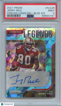 Jerry Rice 2021 Prizm Blue Ice Auto Autograph San Francisco 49ers 65/75 PSA 9