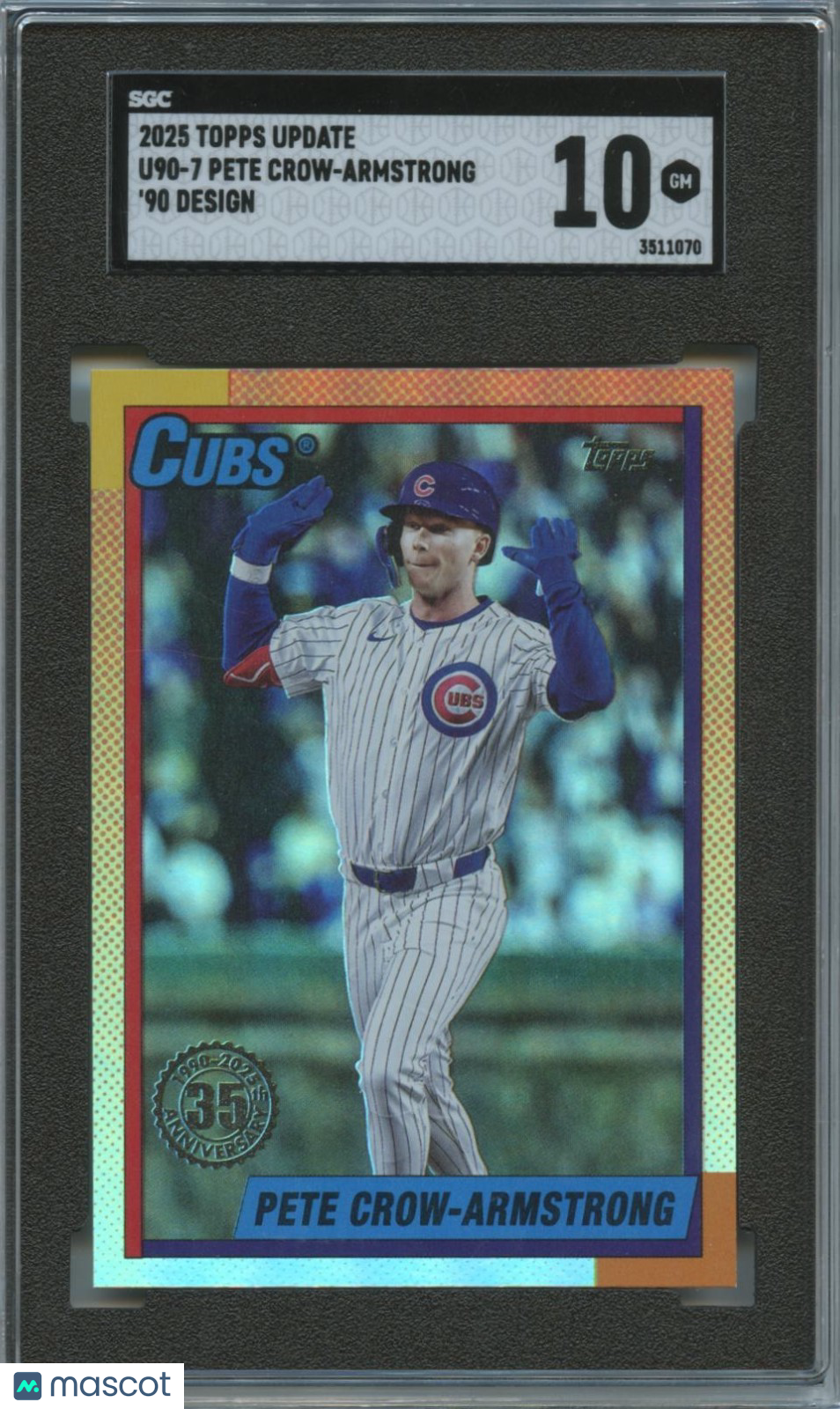 Pete Crow-Armstrong 2025 Topps '90 Holo Foil Chicago Cubs SGC 10