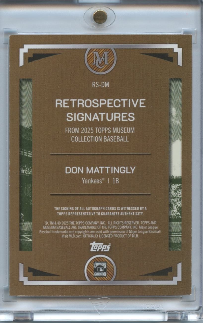 Don Mattingly 2025 Museum Collection On Card Auto Autograph NY YAnkees 9/50
