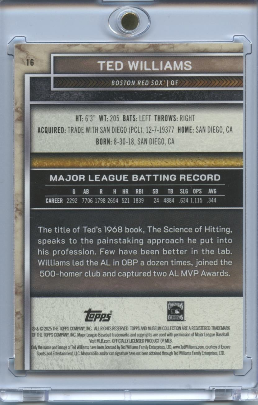 Ted Williams 2025 Museum Collection Gold Boston Red Sox 156/249