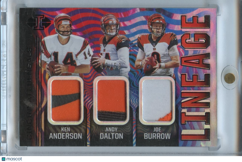 Joe Burrow / Ken Anderson / Dalton 2020 Illusions Triple Patch RC Bengals 42/50