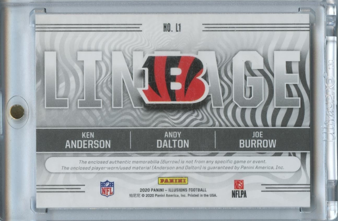 Joe Burrow / Ken Anderson / Dalton 2020 Illusions Triple Patch RC Bengals 42/50