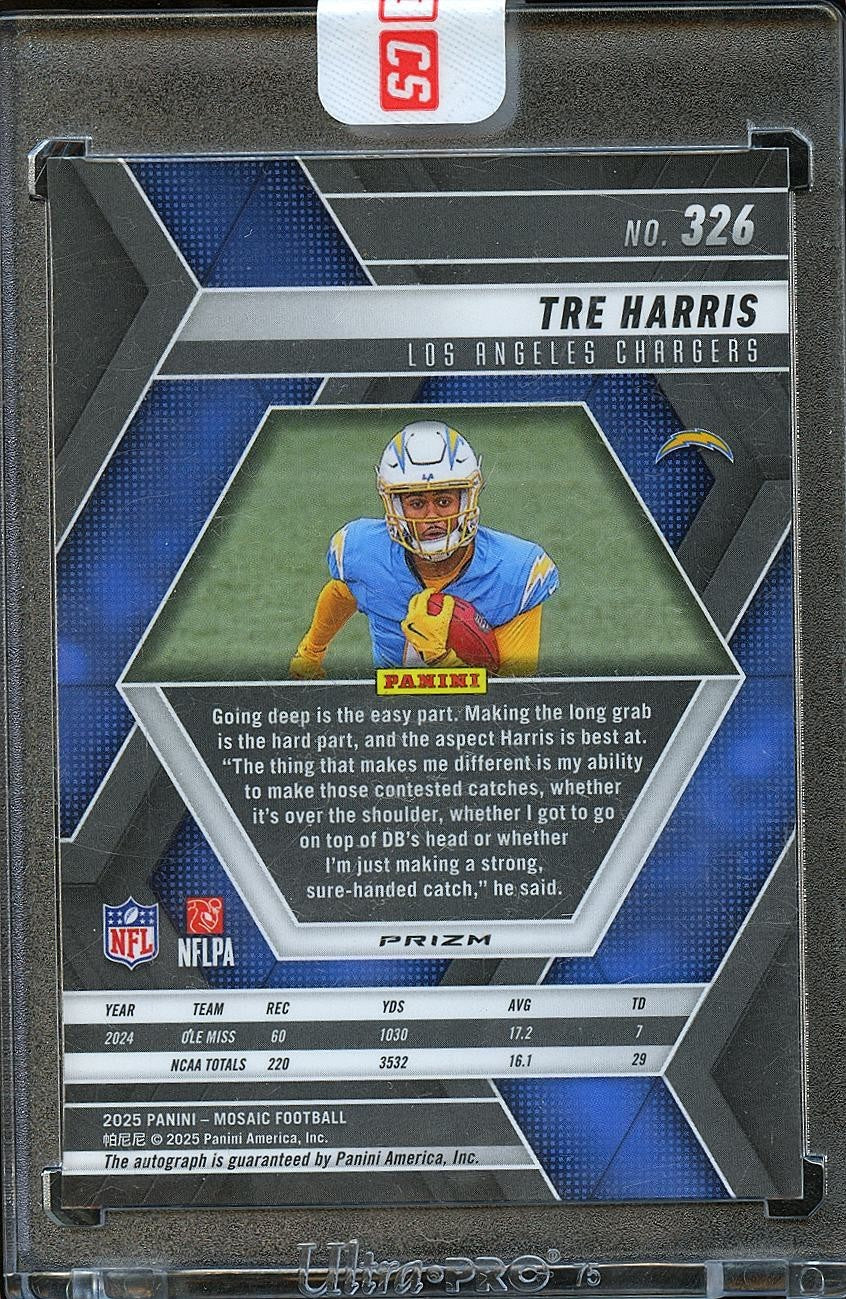 Tre Harris 2025 Mosaic Auto Autograph Blue Disco RC Los Angeles Chargers