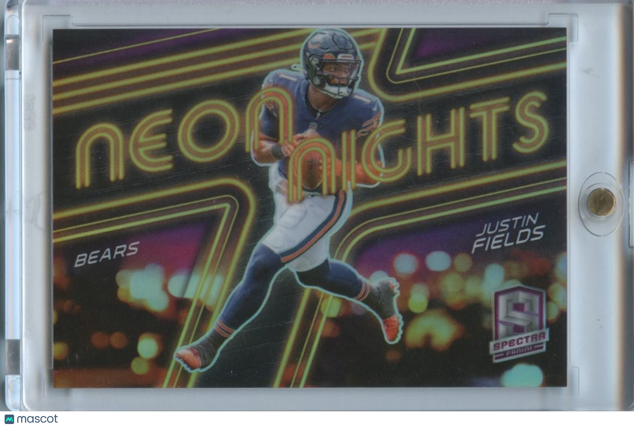 Justin Fields 2022 Spectra Neon Nights SSP CASE HIT Chicago Bears