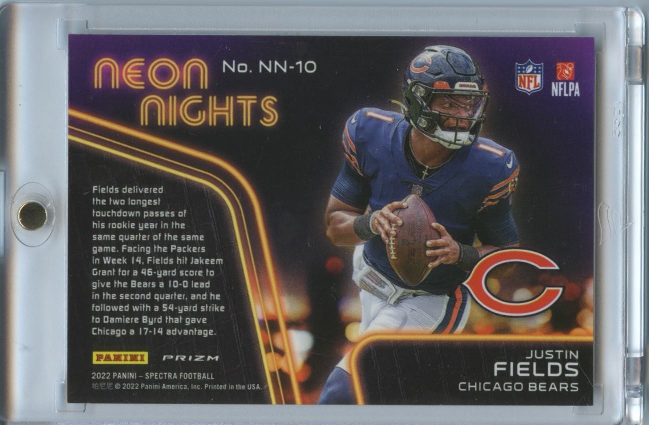 Justin Fields 2022 Spectra Neon Nights SSP CASE HIT Chicago Bears