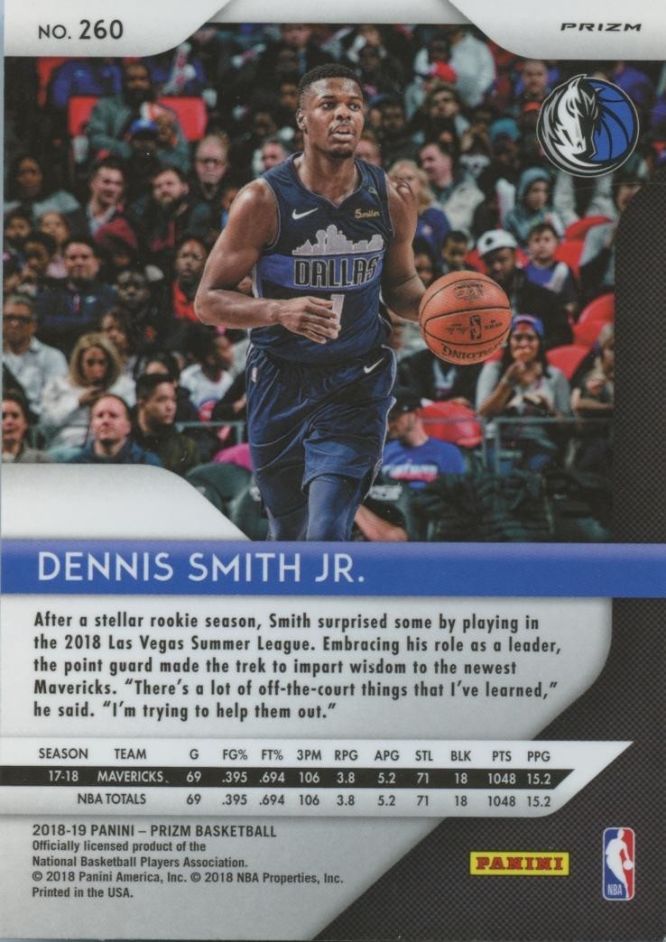Dennis Smith Jr. 2018-19 Prizm Tiger Prizm SSP SHORTPRINT Dallas Mavericks #260