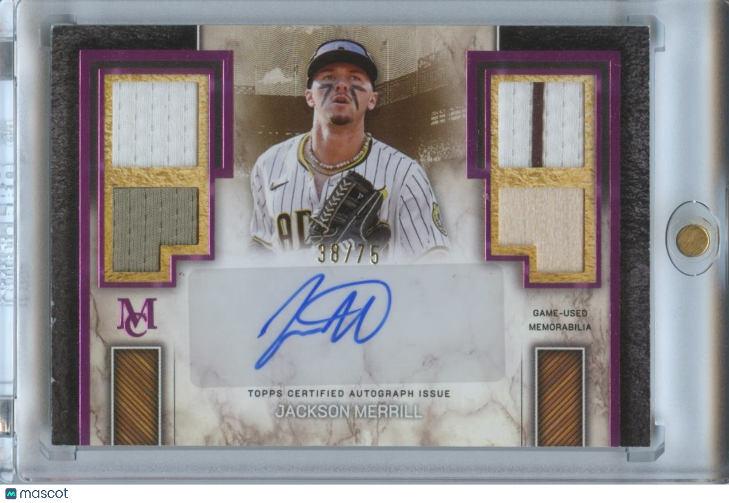 Jackson Merrill 2025 Museum Collection Auto Autograph Patch SD Padres 38/75