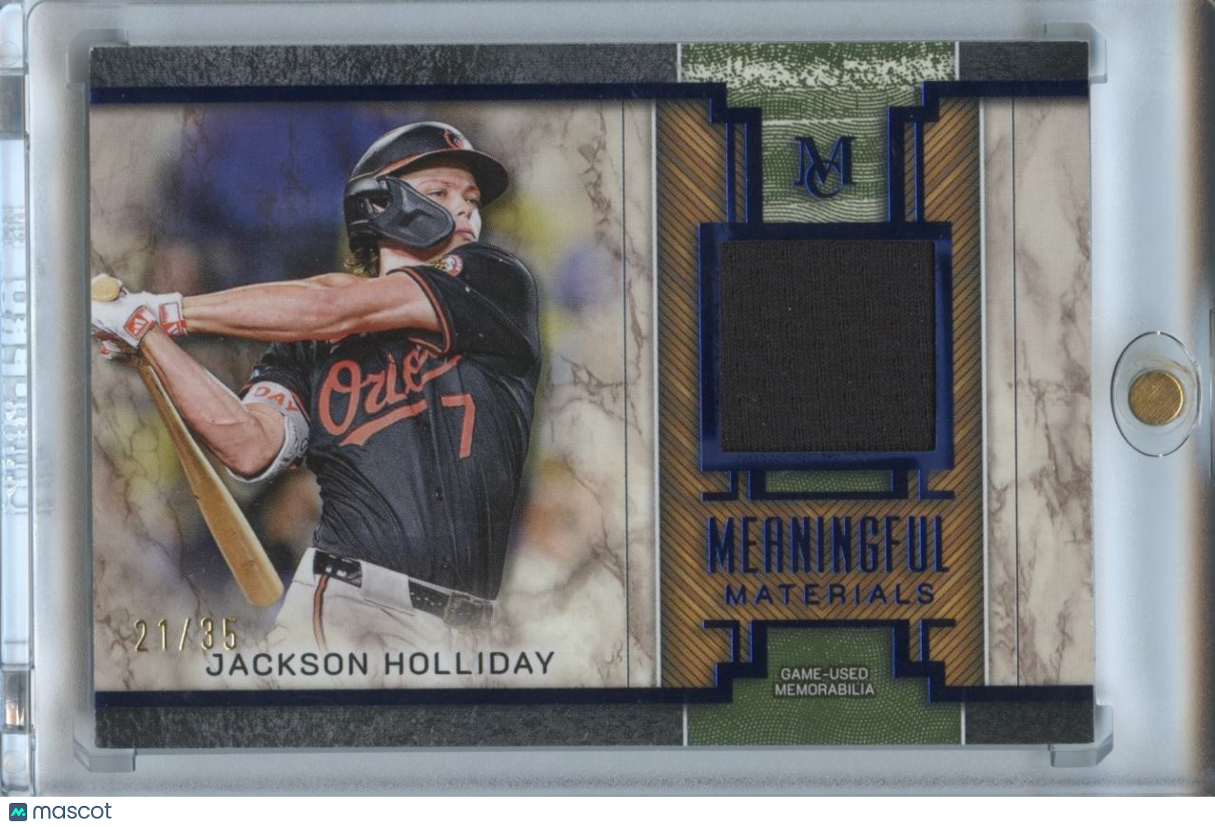 Jackson Holliday 2025 Museum Collection Game Worn Patch Baltimore Orioles 21/35