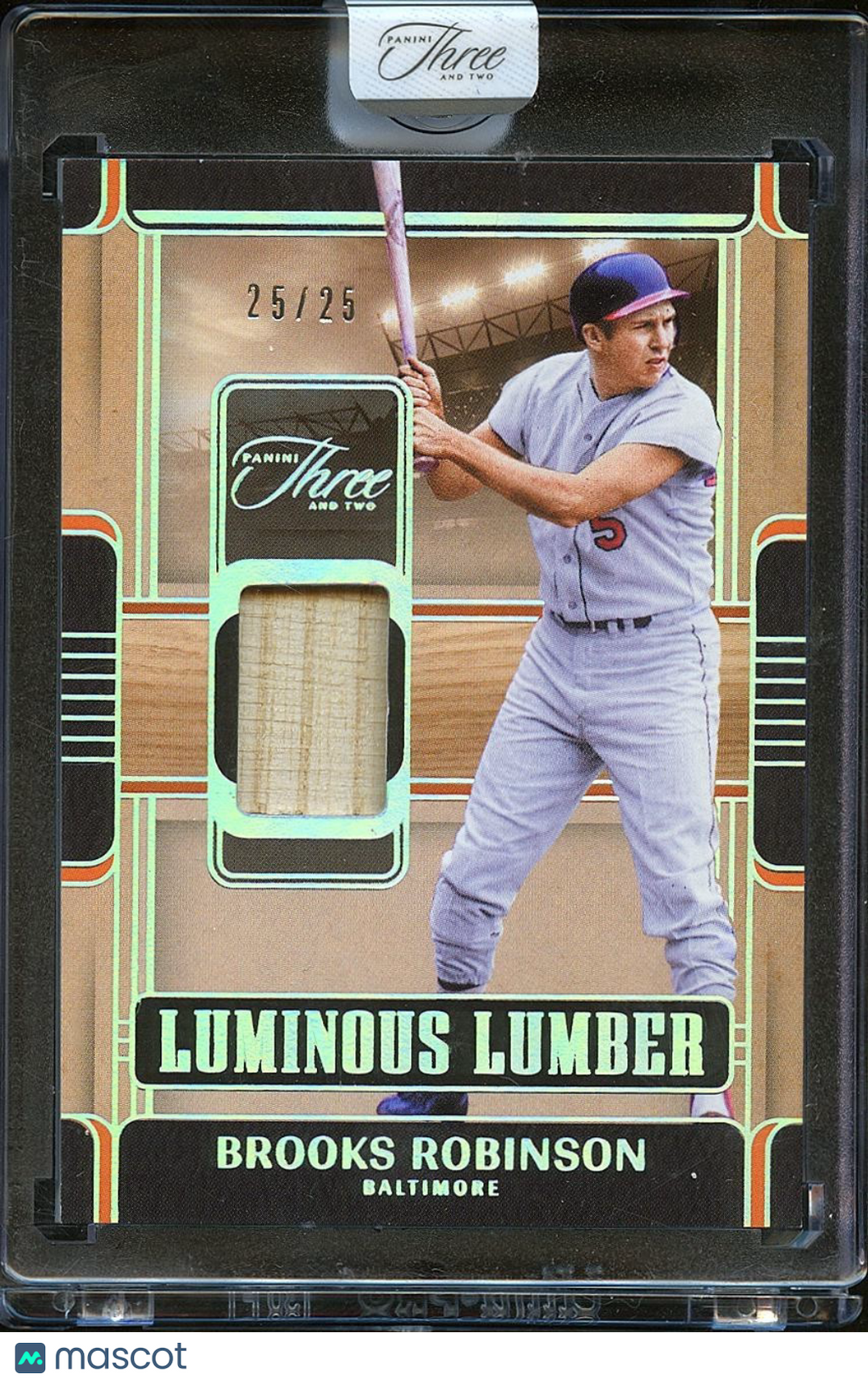 Brooks Robinson 2025 Panini Three & Two Game Used Bat Orioles 25/25