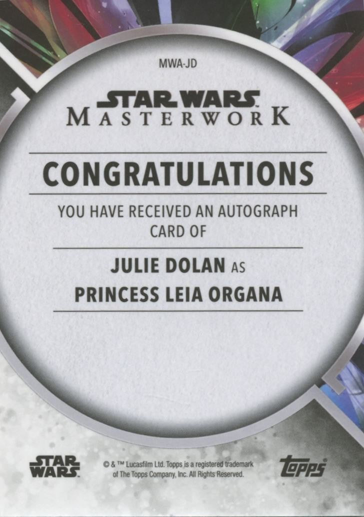 Julie Dolan as Princess Leia Organa Topps Star Wars Masterwork Auto Autograph