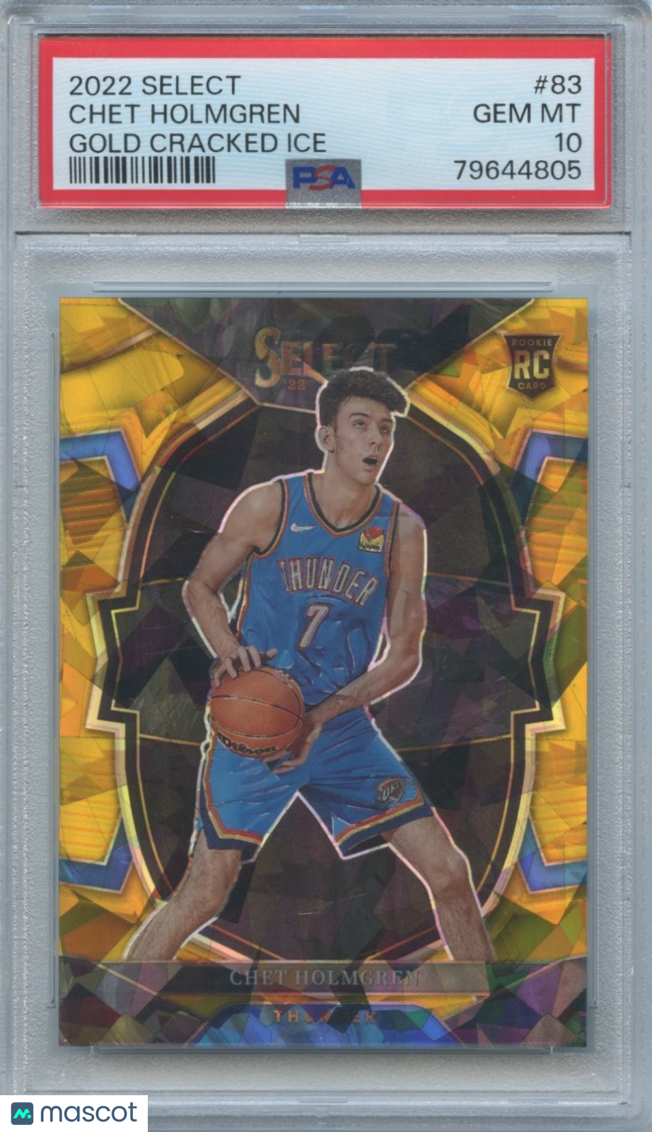 Chet Holmgren 2022-23 Select GOLD Ice Prizm Rookie RC OKC Thunder 4/10 PSA 10