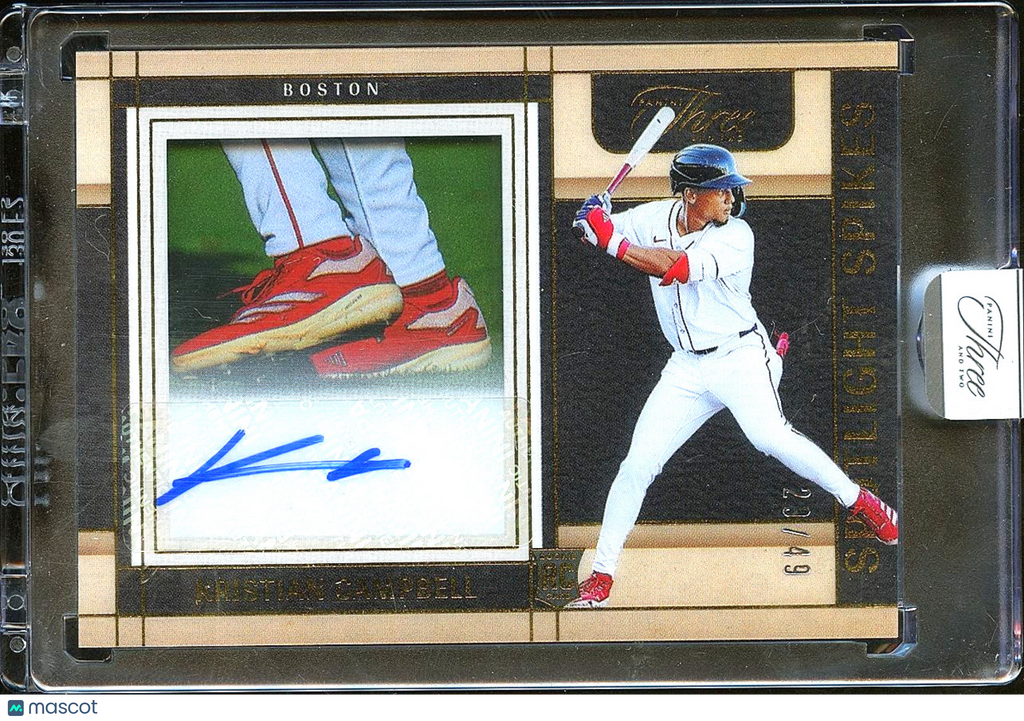 Kristian Campbell 2025 Panini Three & Two Auto Autograph GOLD Boston Red Sox /49