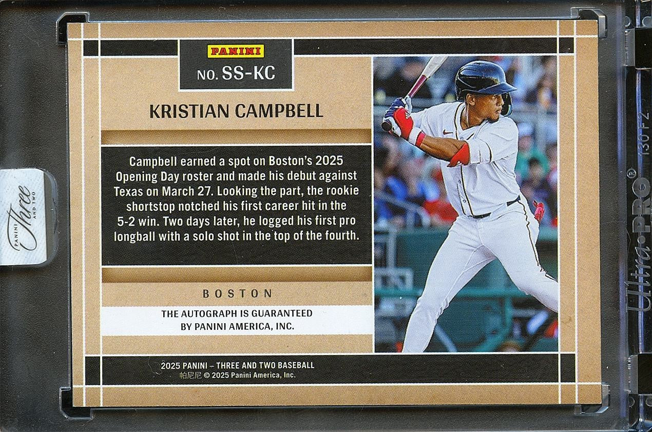 Kristian Campbell 2025 Panini Three & Two Auto Autograph GOLD Boston Red Sox /49