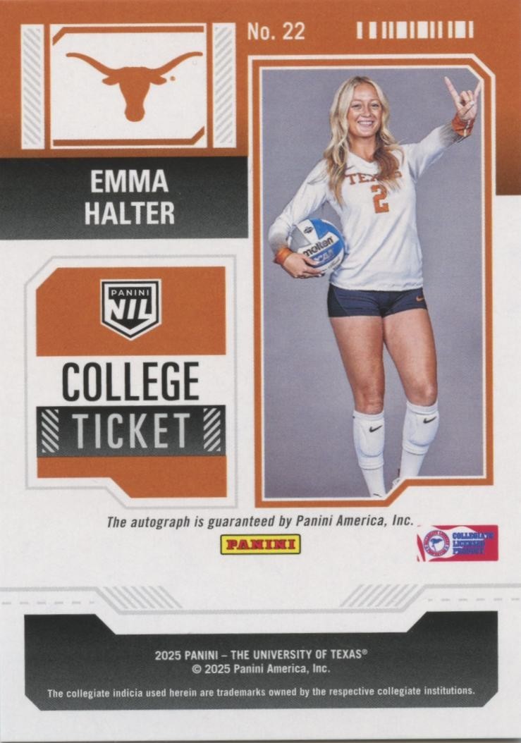 Emma Halter 2025 Contenders Auto Autograph Rookie RC Texas Longhorns 187/199