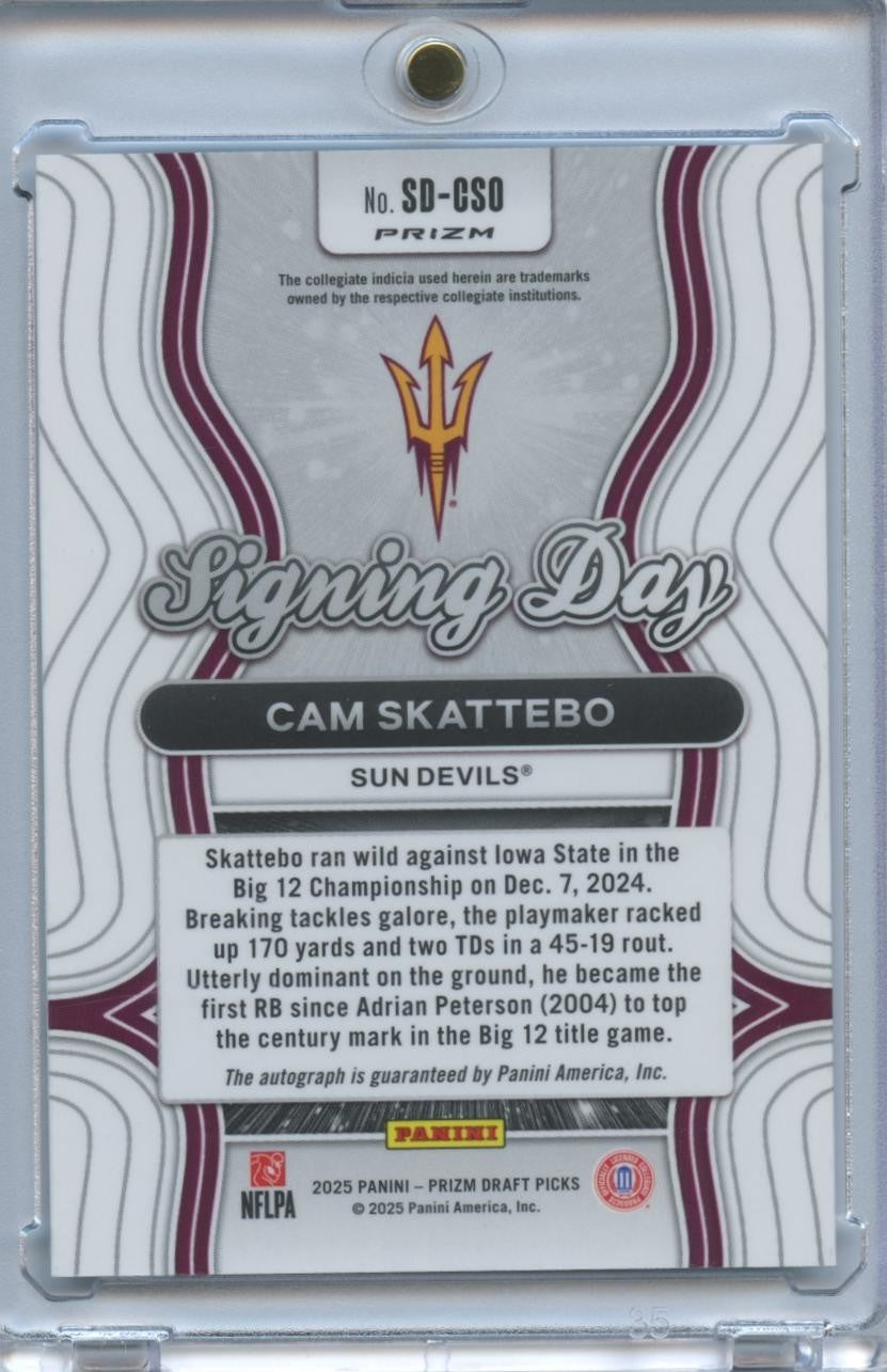 Cam Skattebo 2025 Prizm Draft Silver Auto Autograph RC Arizona State Giants