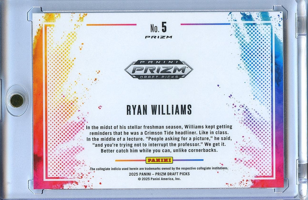 Ryan Williams 2025 Prizm Black Color Blast SSP CASE HIT Rookie RC Alabama