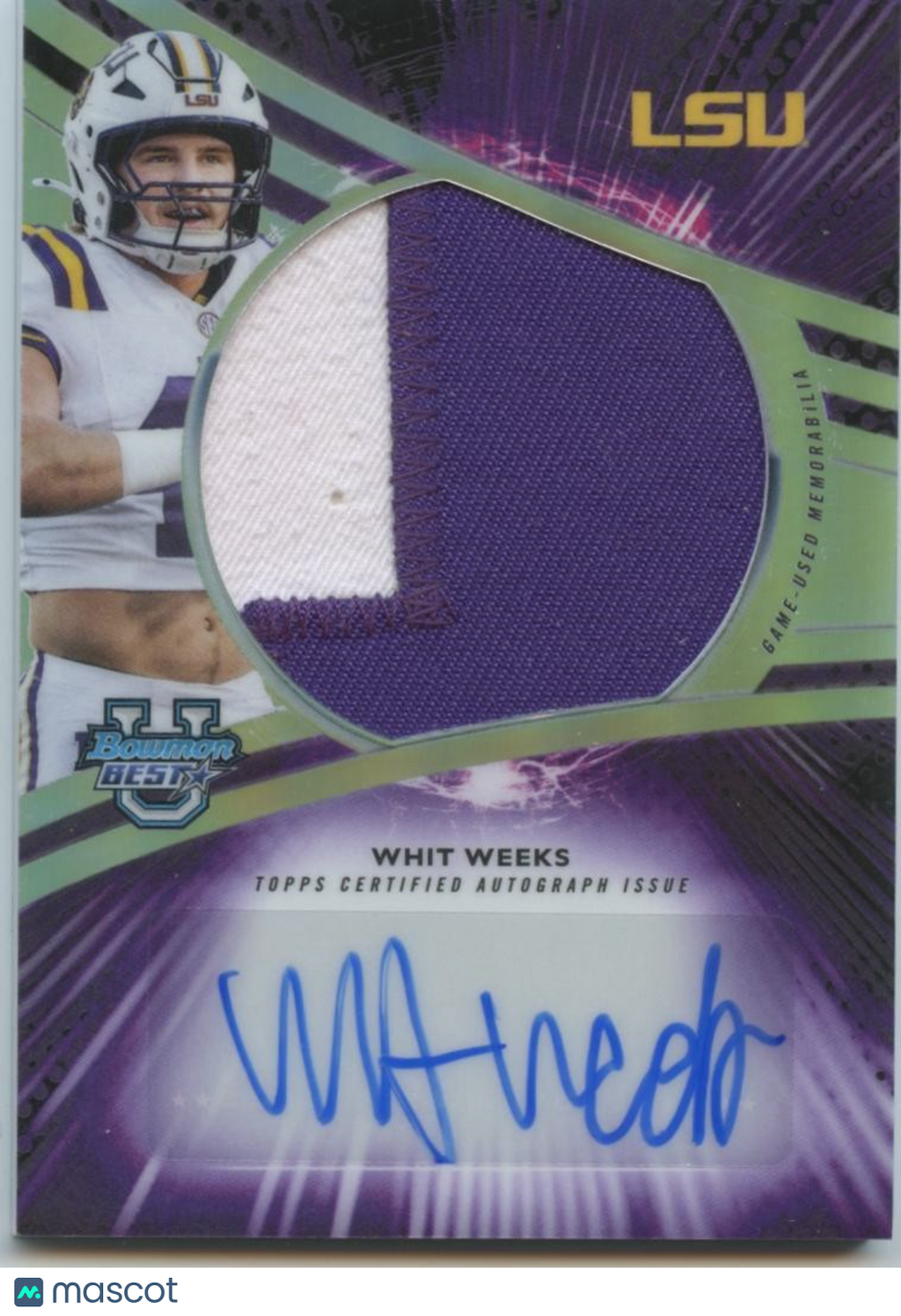 Whit Weeks 2025 Bowman's Best Auto Autograph Game Worn Patch RC LSU Tigers