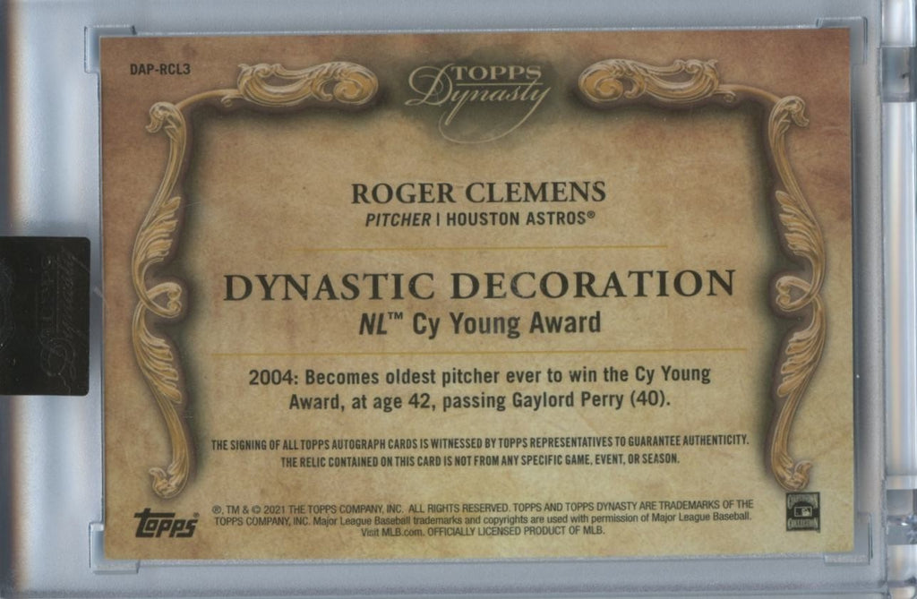 Roger Clemens 2021 Topps Dynasty Auto Autograph Game Worn LOGO Patch Astros 6/10