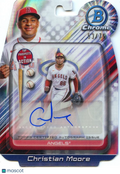 Christian Moore 2024 Bowman Chrome In Action Auto Autograph RC Angels 53/75