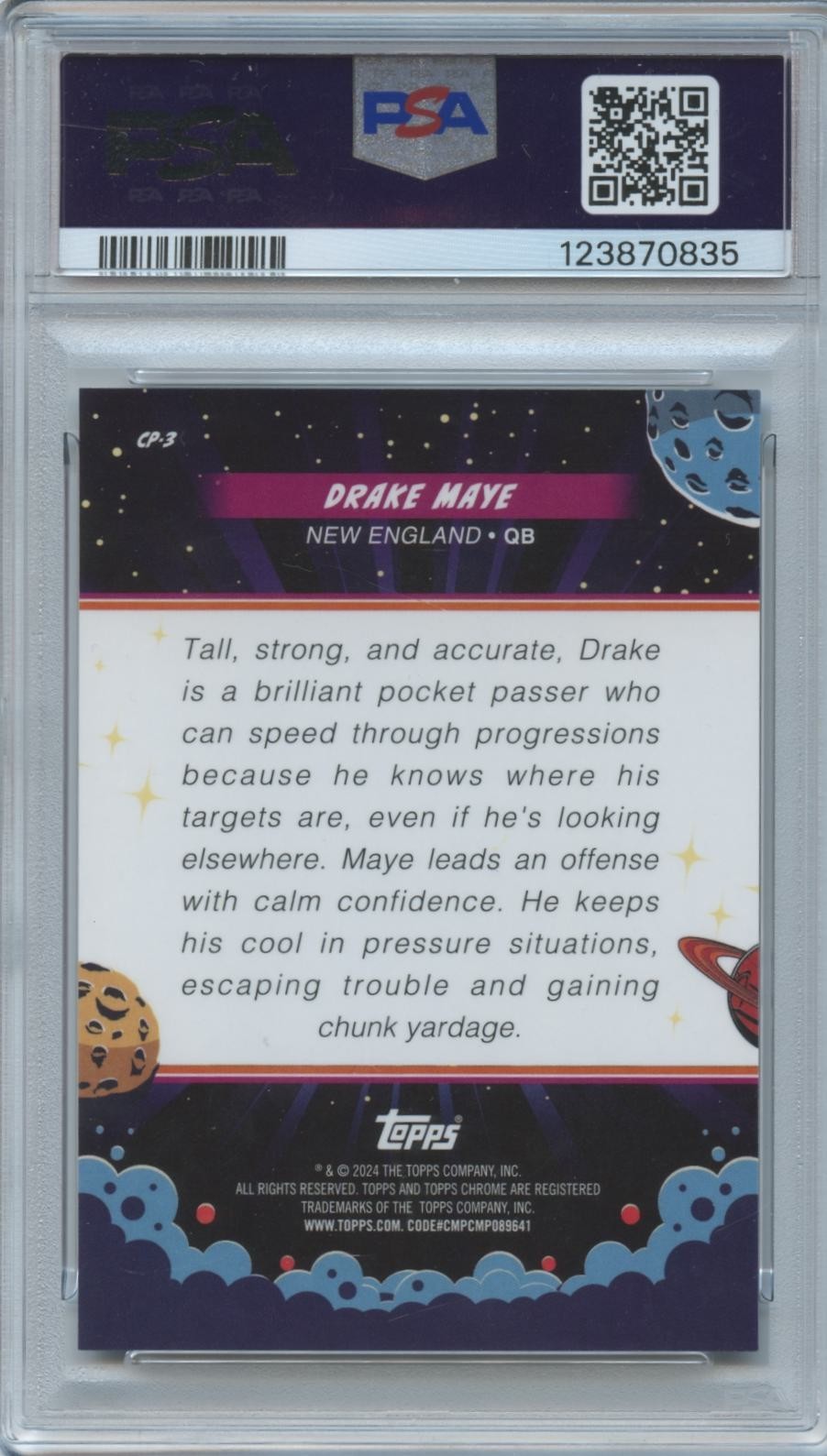 Drake Maye 2024 Topps Chrome Cosmic Cos-Play SSP CASE HIT Rookie Patriots PSA 9